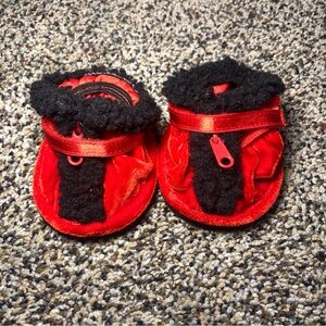 Build-A-Bear Workshop Red and Black Slippers Sherpa Lining With Zippers Closure
